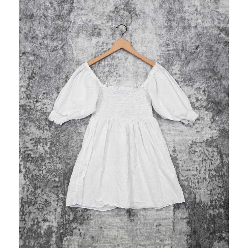 Hill House White Swiss Dot Mini Dress Size XS